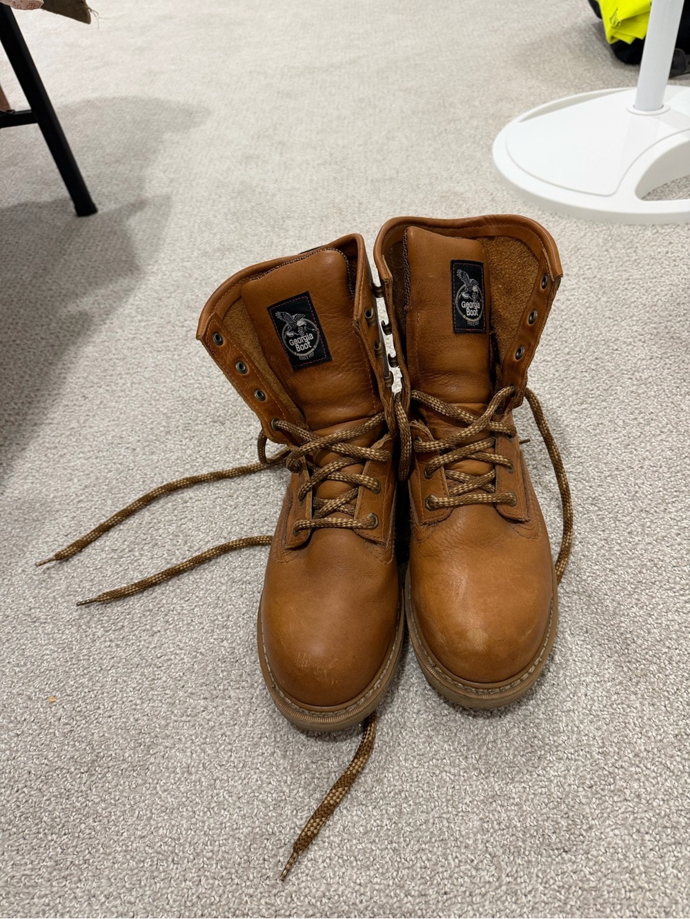 Georgia Boot Tan Work Boots with Lace-Up Front